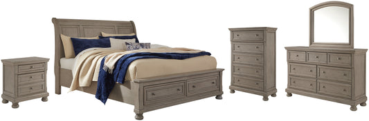 Lettner California King Sleigh Bed with Mirrored Dresser, Chest and Nightstand at Cloud 9 Mattress & Furniture furniture, home furnishing, home decor