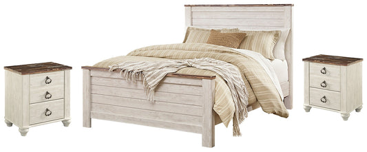 Willowton Queen Panel Bed with 2 Nightstands at Cloud 9 Mattress & Furniture furniture, home furnishing, home decor