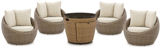 Malayah Outdoor Fire Pit Table and 4 Chairs at Cloud 9 Mattress & Furniture furniture, home furnishing, home decor