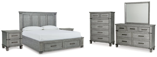 Russelyn California King Storage Bed with Mirrored Dresser, Chest and 2 Nightstands at Cloud 9 Mattress & Furniture furniture, home furnishing, home decor