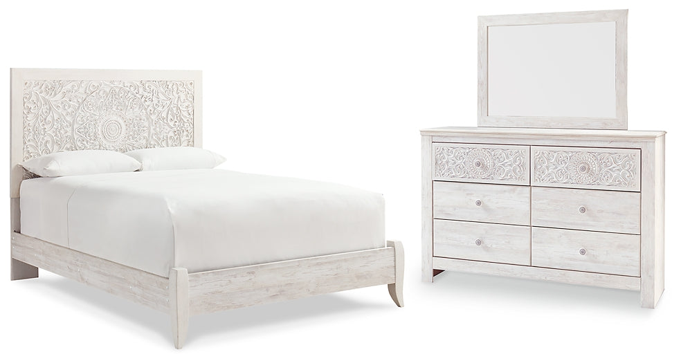 Paxberry Queen Panel Bed with Mirrored Dresser at Cloud 9 Mattress & Furniture furniture, home furnishing, home decor