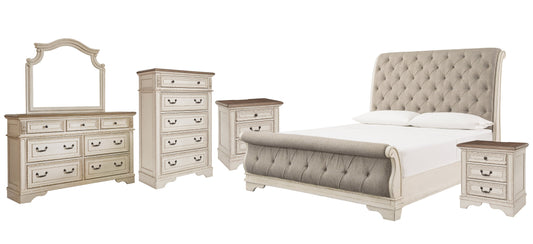 Realyn Queen Sleigh Bed with Mirrored Dresser, Chest and 2 Nightstands at Cloud 9 Mattress & Furniture furniture, home furnishing, home decor