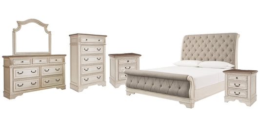 Realyn California King Sleigh Bed with Mirrored Dresser, Chest and 2 Nightstands at Cloud 9 Mattress & Furniture furniture, home furnishing, home decor