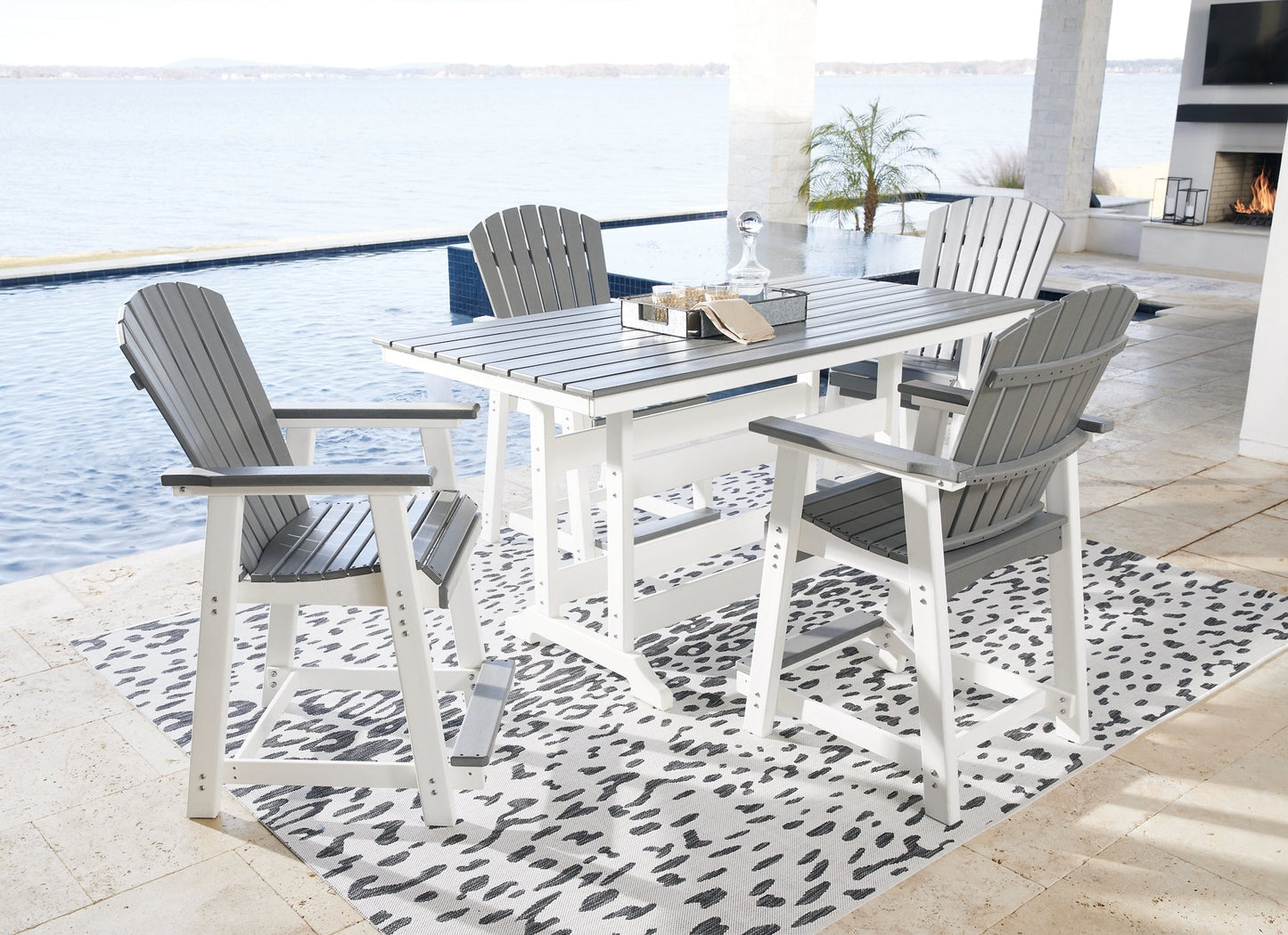 Transville Outdoor Counter Height Dining Table and 4 Barstools at Cloud 9 Mattress & Furniture furniture, home furnishing, home decor