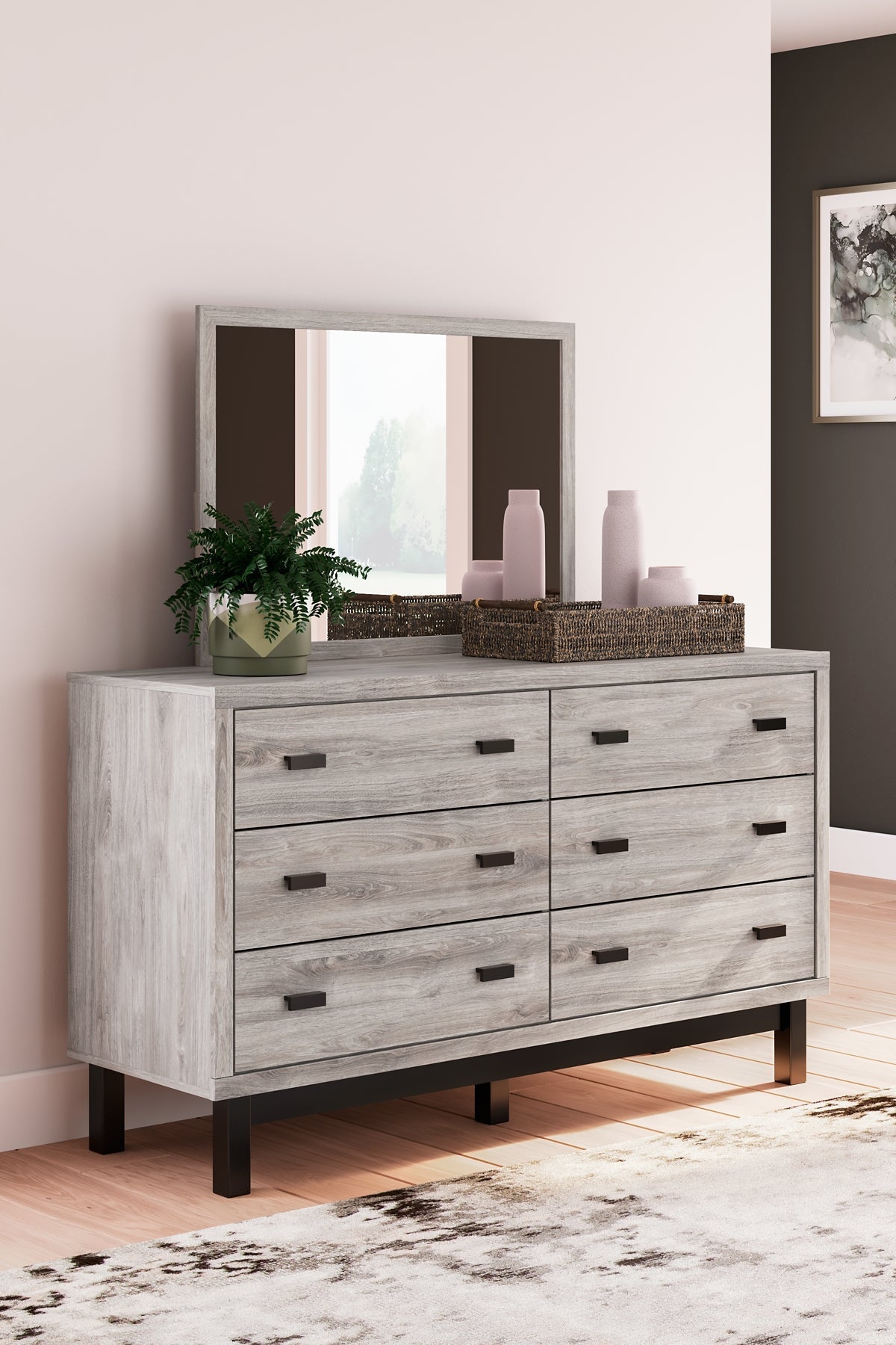 Vessalli Queen Panel Headboard with Mirrored Dresser at Cloud 9 Mattress & Furniture furniture, home furnishing, home decor