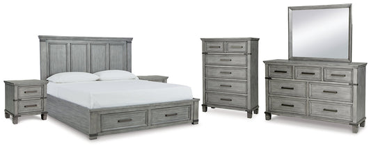 Russelyn King Storage Bed with Mirrored Dresser, Chest and 2 Nightstands at Cloud 9 Mattress & Furniture furniture, home furnishing, home decor