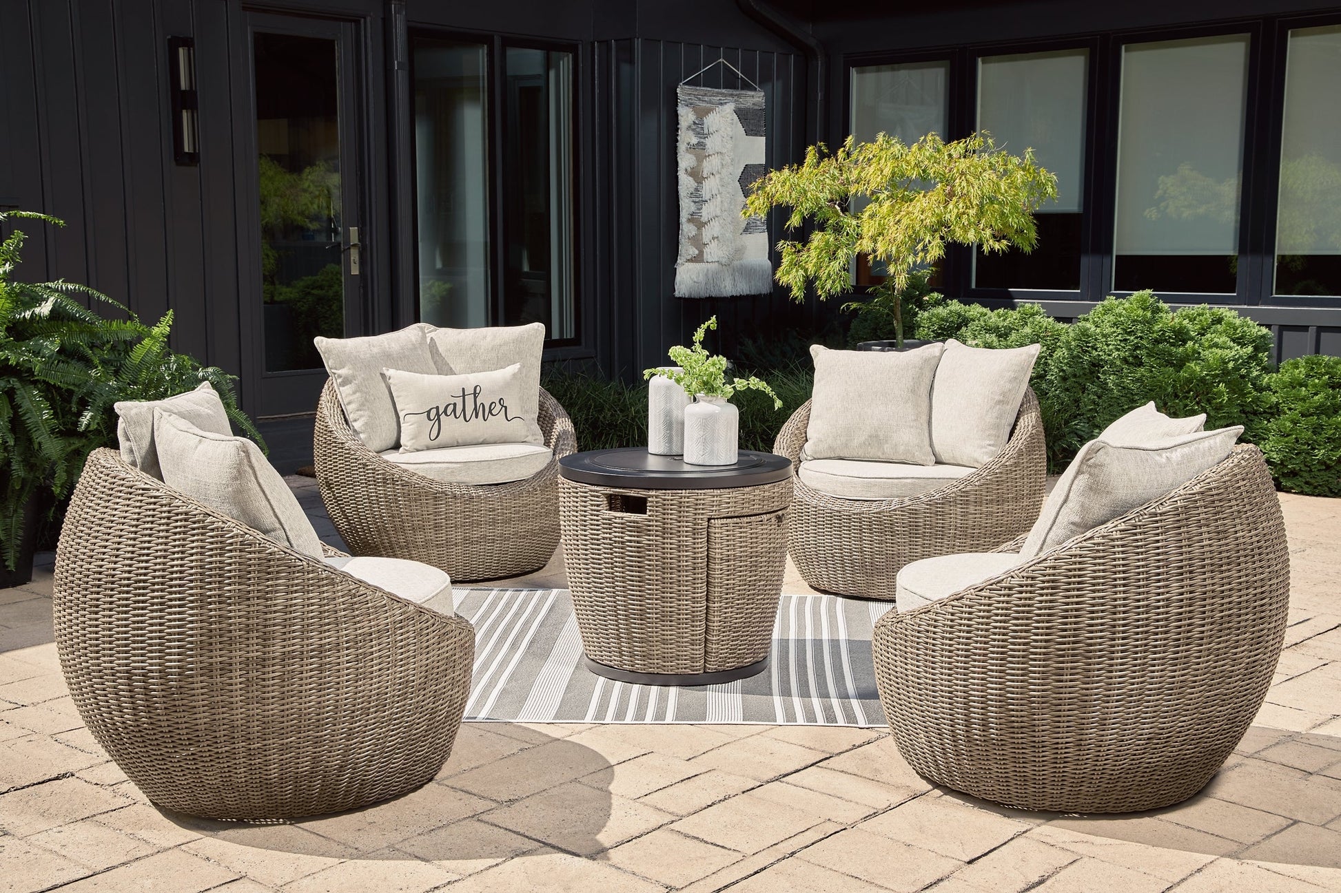 Malayah Outdoor Fire Pit Table and 4 Chairs at Cloud 9 Mattress & Furniture furniture, home furnishing, home decor
