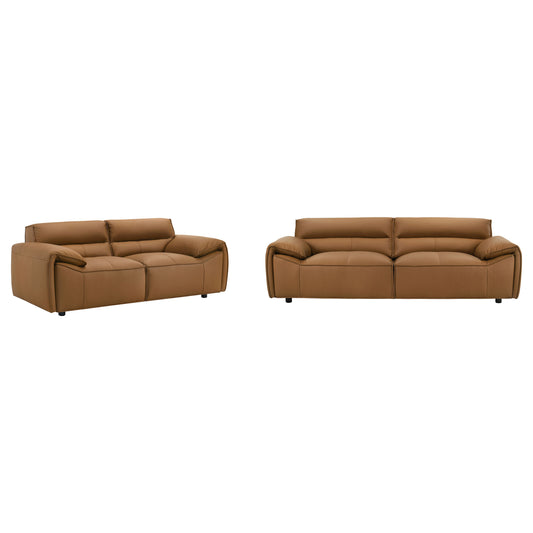 Buxton 2-piece Leather Upholstered Sofa Set Orange