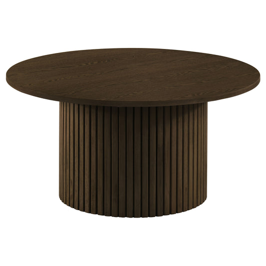 Hamlyn Round Fluted Occasional Cocktail Coffee Table Walnut