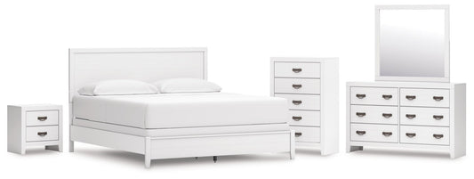 Binterglen California King Panel Bed, Dresser, Mirror, Chest and Nightstand