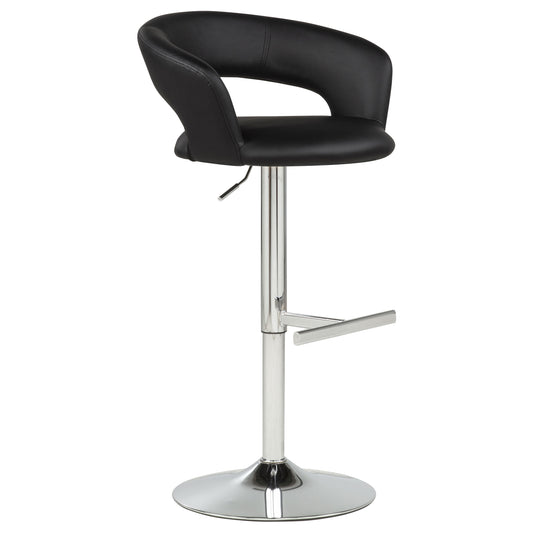 Travia Adjustable Faux Leather Swivel Bar Stool Black and Chrome