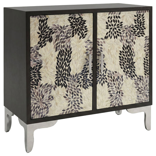 Forbes 2-door Bone Inlay Mosaic Accent Storage Cabinet Black