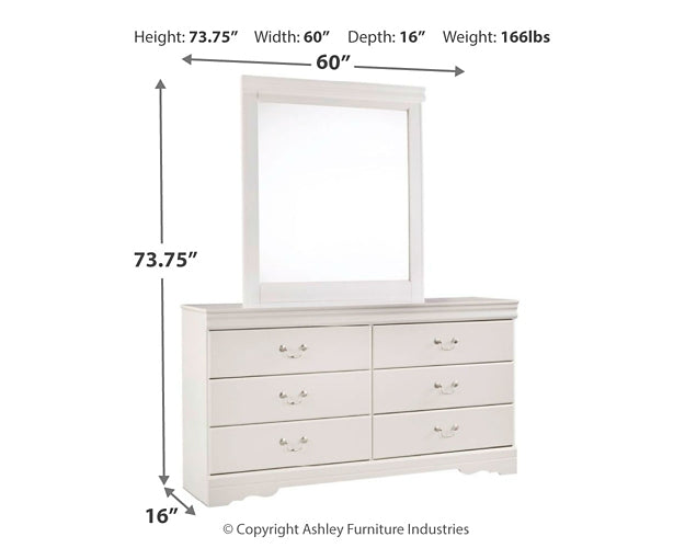 Anarasia Full Sleigh Headboard with Mirrored Dresser Cloud 9 Mattress & Furniture