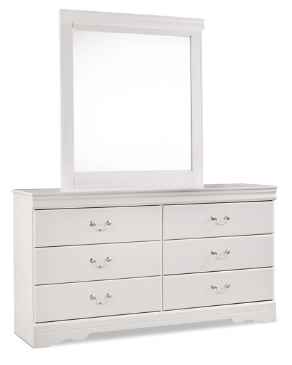 Anarasia Twin Sleigh Headboard with Mirrored Dresser Cloud 9 Mattress & Furniture