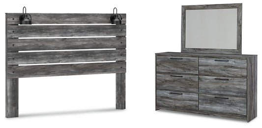 Baystorm King Panel Headboard with Mirrored Dresser Cloud 9 Mattress & Furniture