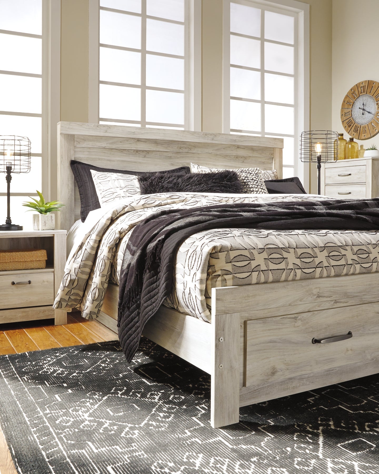 Bellaby Queen Panel Bed with 2 Nightstands Cloud 9 Mattress & Furniture