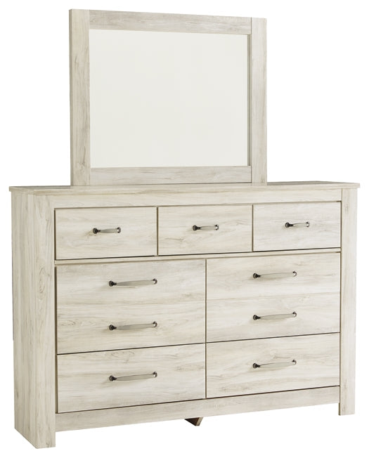 Bellaby Queen Panel Headboard with Mirrored Dresser Cloud 9 Mattress & Furniture