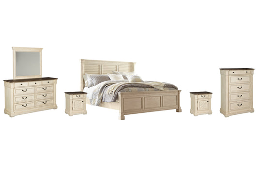 Bolanburg California King Panel Bed with Mirrored Dresser, Chest and 2 Nightstands Cloud 9 Mattress & Furniture