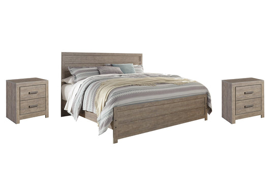Culverbach King Panel Bed with 2 Nightstands Cloud 9 Mattress & Furniture