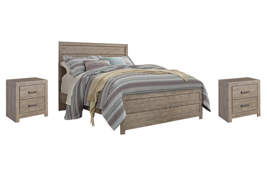 Culverbach Queen Panel Bed with 2 Nightstands Cloud 9 Mattress & Furniture