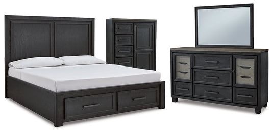 Foyland California King Panel Storage Bed with Mirrored Dresser and Chest at Cloud 9 Mattress & Furniture furniture, home furnishing, home decor
