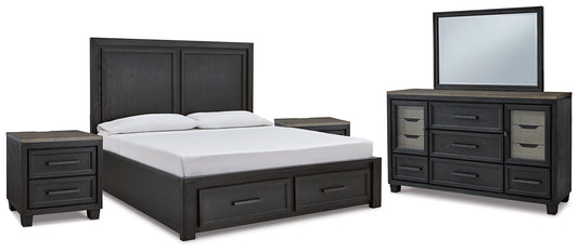 Foyland Queen Panel Storage Bed with Mirrored Dresser and 2 Nightstands at Cloud 9 Mattress & Furniture furniture, home furnishing, home decor