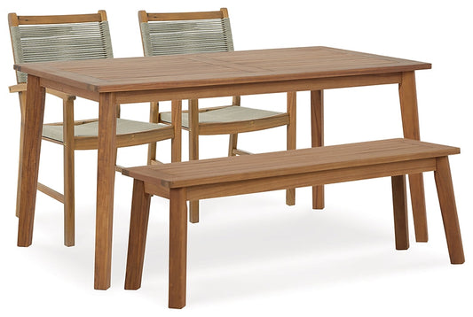Janiyah Outdoor Dining Table and 2 Chairs and Bench at Cloud 9 Mattress & Furniture furniture, home furnishing, home decor