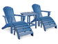 Sundown Treasure 2 Outdoor Adirondack Chairs and Ottomans with Side Table at Cloud 9 Mattress & Furniture furniture, home furnishing, home decor