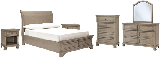 Lettner Full Sleigh Bed with Mirrored Dresser, Chest and 2 Nightstands at Cloud 9 Mattress & Furniture furniture, home furnishing, home decor