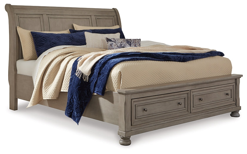 Lettner Queen Sleigh Bed with 2 Storage Drawers with Mirrored Dresser and 2 Nightstands at Cloud 9 Mattress & Furniture furniture, home furnishing, home decor