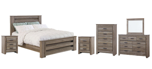 Zelen Queen Panel Bed with Mirrored Dresser, Chest and 2 Nightstands at Cloud 9 Mattress & Furniture furniture, home furnishing, home decor