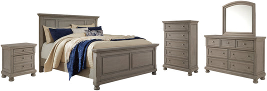 Lettner Queen Panel Bed with Mirrored Dresser, Chest and Nightstand at Cloud 9 Mattress & Furniture furniture, home furnishing, home decor