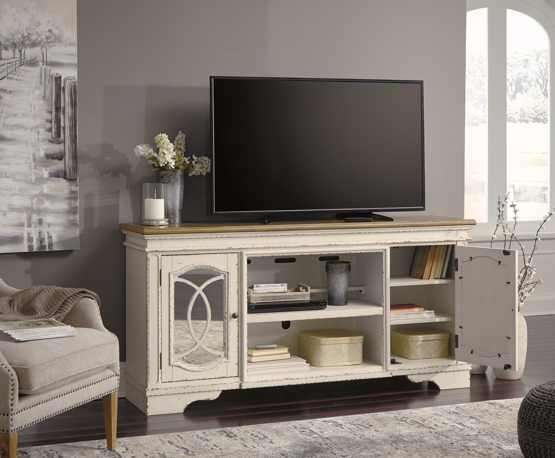 Realyn XL TV Stand w/Fireplace Option at Cloud 9 Mattress & Furniture furniture, home furnishing, home decor