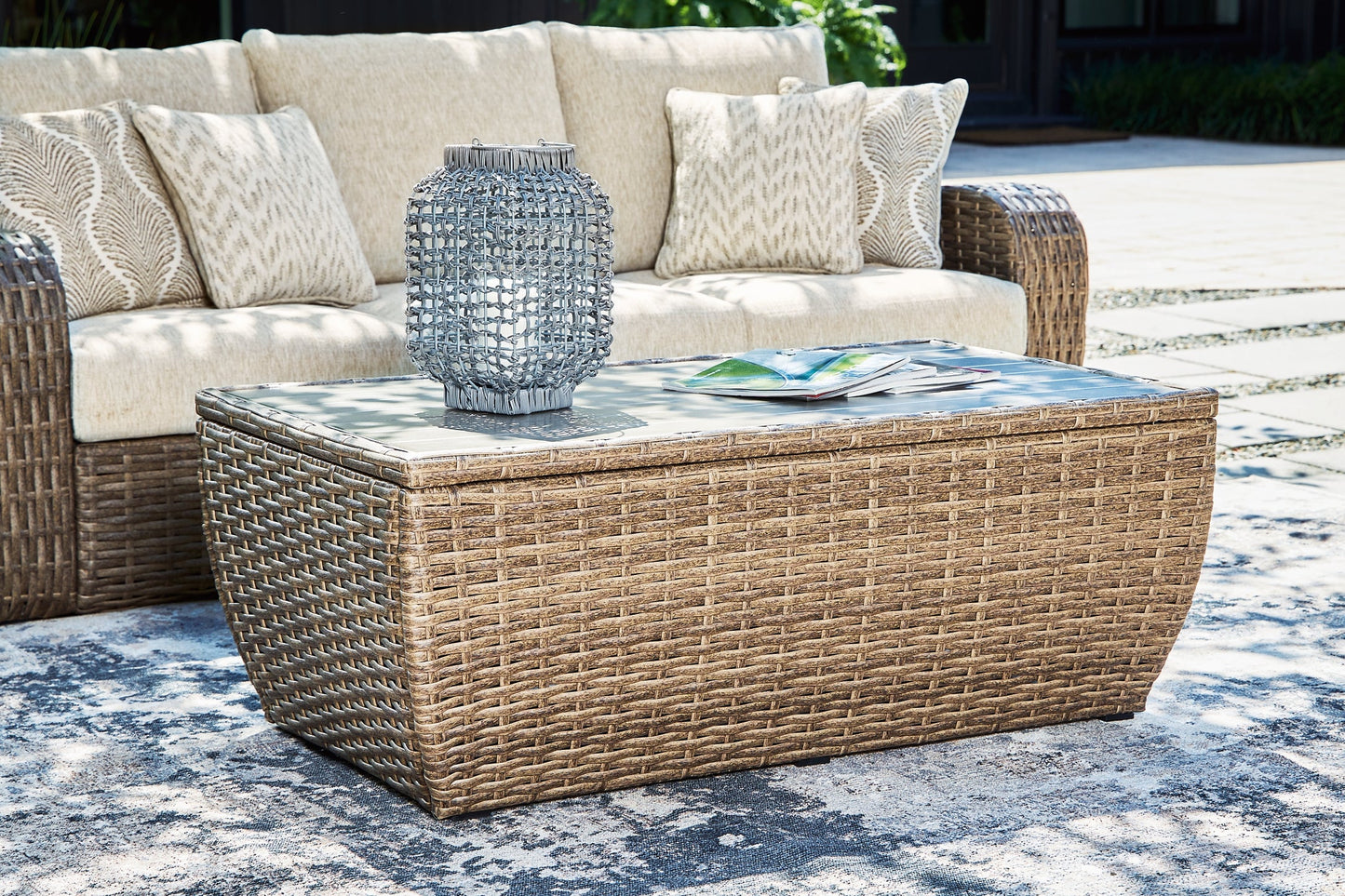 Sandy Bloom Outdoor Coffee Table with End Table at Cloud 9 Mattress & Furniture furniture, home furnishing, home decor