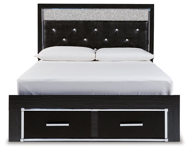 Kaydell Queen Upholstered Panel Storage Platform Bed with Mirrored Dresser and 2 Nightstands at Cloud 9 Mattress & Furniture furniture, home furnishing, home decor