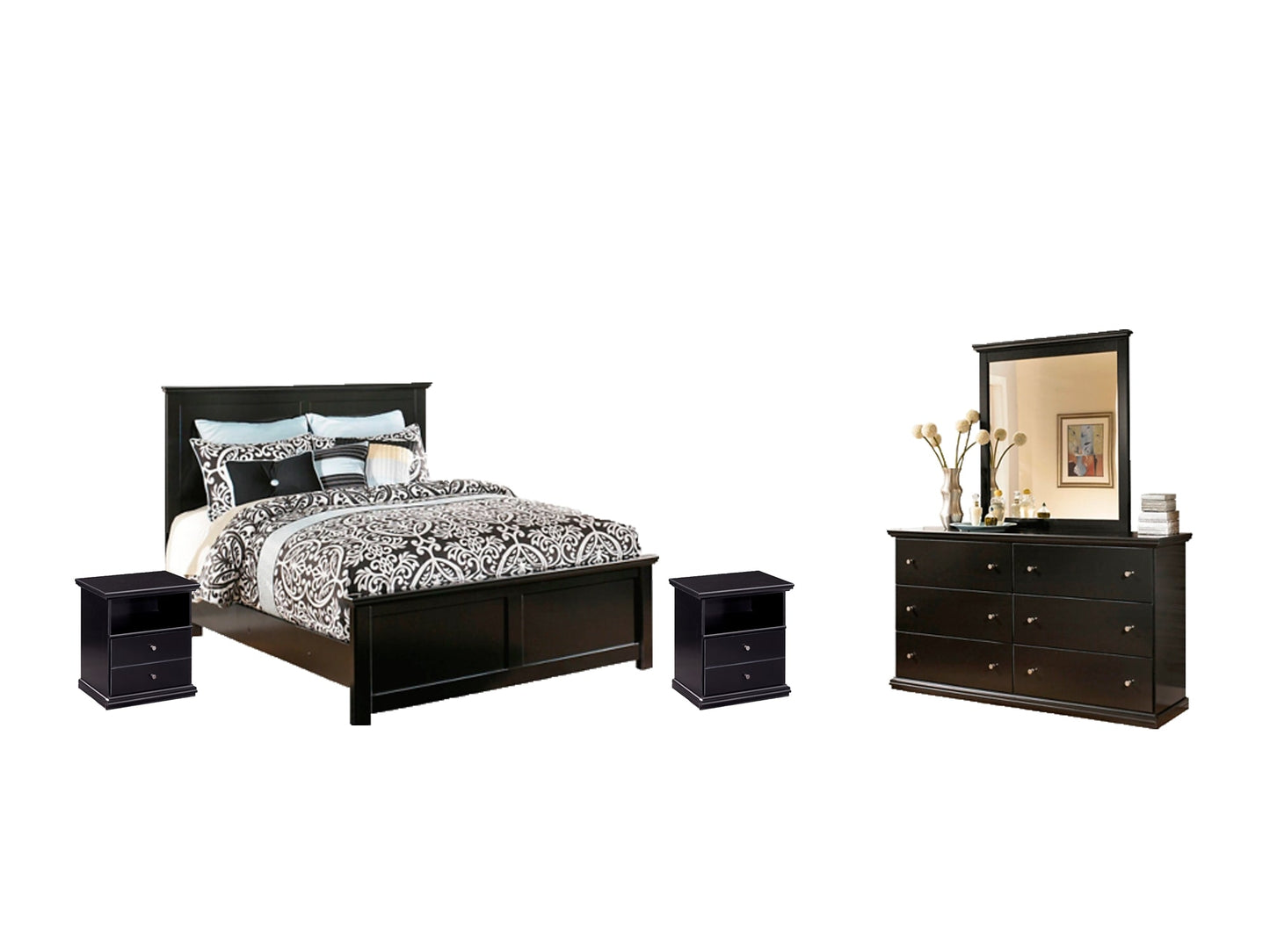 Maribel King Panel Bed with Mirrored Dresser and 2 Nightstands at Cloud 9 Mattress & Furniture furniture, home furnishing, home decor