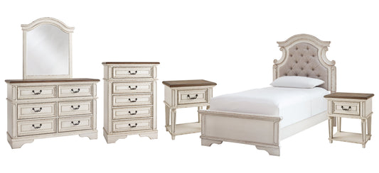 Realyn Twin Panel Bed with Mirrored Dresser, Chest and 2 Nightstands at Cloud 9 Mattress & Furniture furniture, home furnishing, home decor