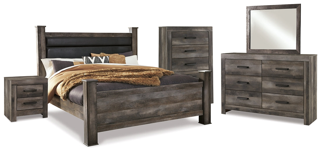 Wynnlow King Poster Bed with Mirrored Dresser, Chest and Nightstand at Cloud 9 Mattress & Furniture furniture, home furnishing, home decor