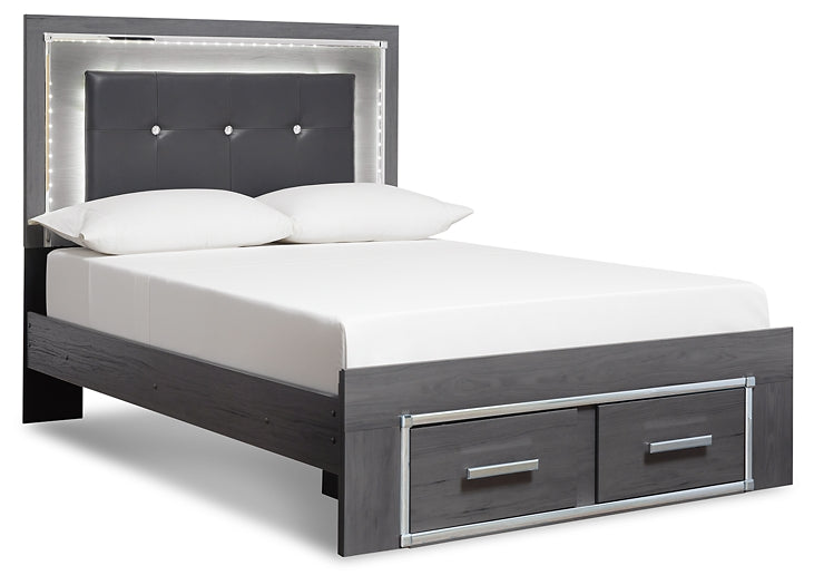 Lodanna Full Panel Bed with 2 Storage Drawers with Mirrored Dresser and 2 Nightstands at Cloud 9 Mattress & Furniture furniture, home furnishing, home decor