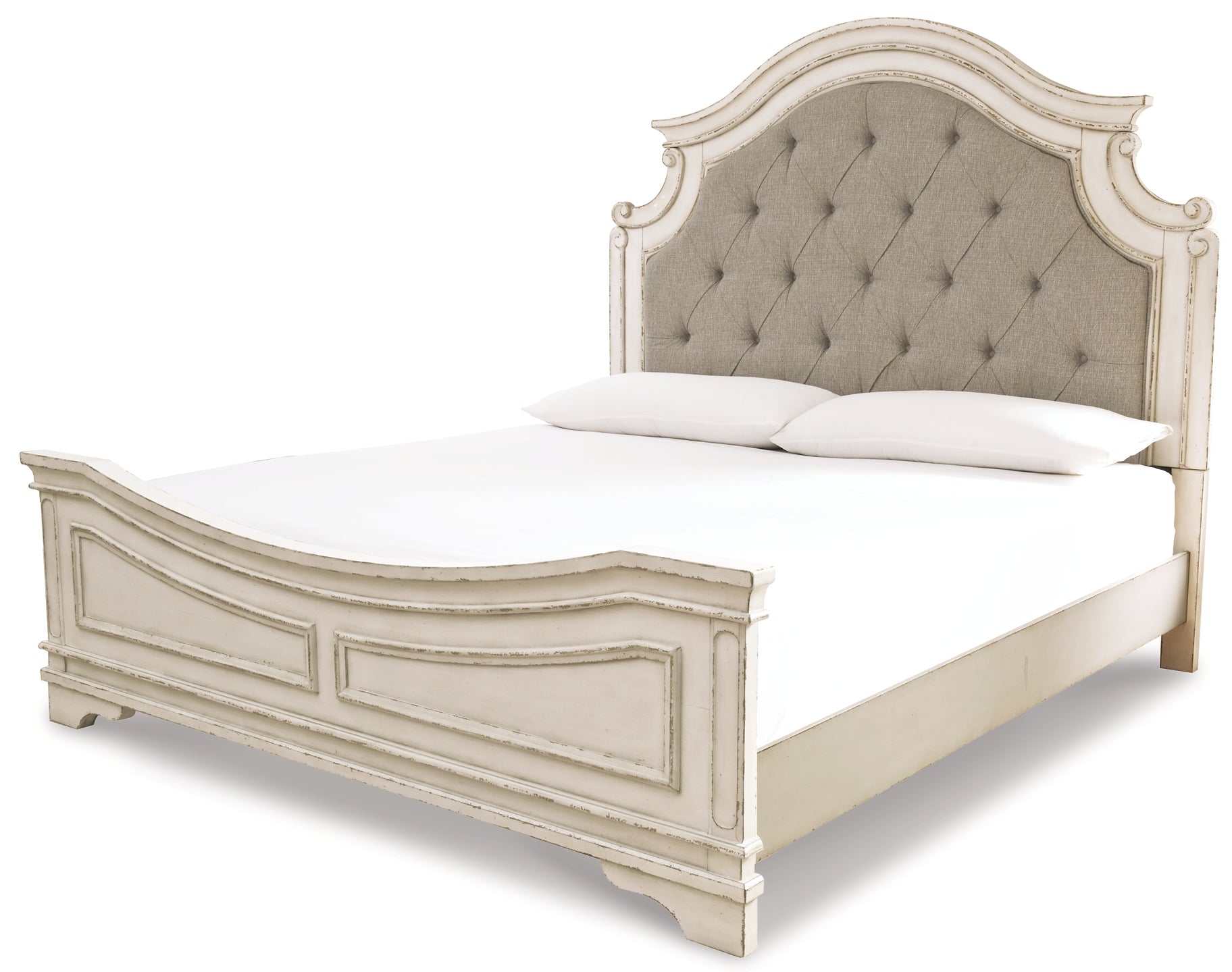 Realyn Queen Upholstered Panel Bed with Mirrored Dresser, Chest and Nightstand at Cloud 9 Mattress & Furniture furniture, home furnishing, home decor