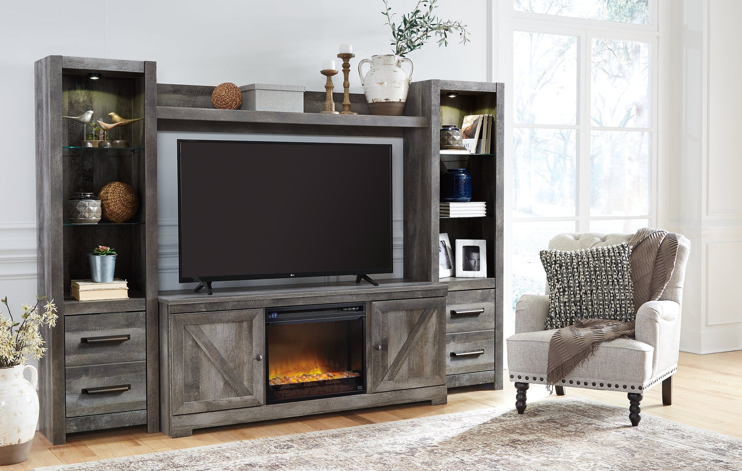 Wynnlow 4-Piece Entertainment Center with Electric Fireplace at Cloud 9 Mattress & Furniture furniture, home furnishing, home decor