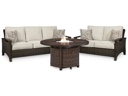 Paradise Trail Outdoor Sofa and Loveseat with Fire Pit Table at Cloud 9 Mattress & Furniture furniture, home furnishing, home decor