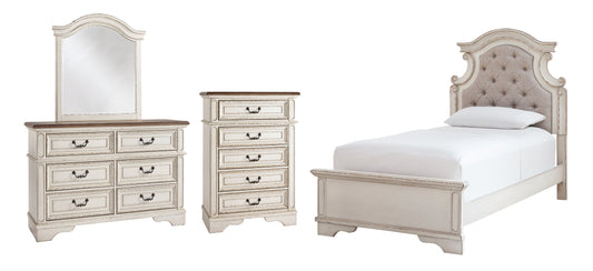 Realyn Twin Panel Bed with Mirrored Dresser and Chest at Cloud 9 Mattress & Furniture furniture, home furnishing, home decor