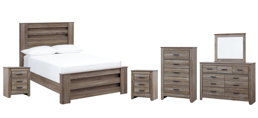 Zelen Full Panel Bed with Mirrored Dresser, Chest and 2 Nightstands at Cloud 9 Mattress & Furniture furniture, home furnishing, home decor