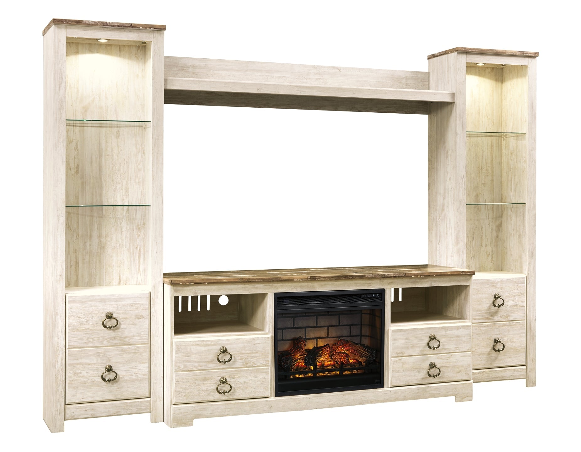 Willowton 4-Piece Entertainment Center with Electric Fireplace at Cloud 9 Mattress & Furniture furniture, home furnishing, home decor