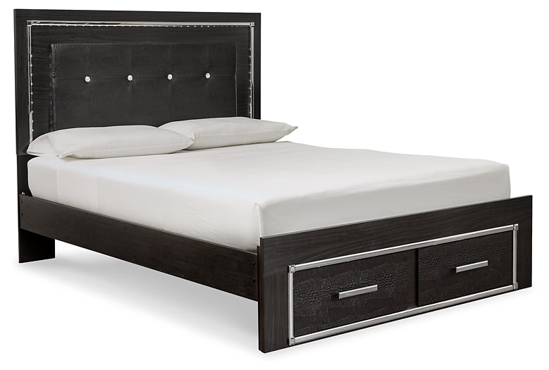 Kaydell Queen Panel Bed with Storage with Mirrored Dresser and 2 Nightstands at Cloud 9 Mattress & Furniture furniture, home furnishing, home decor