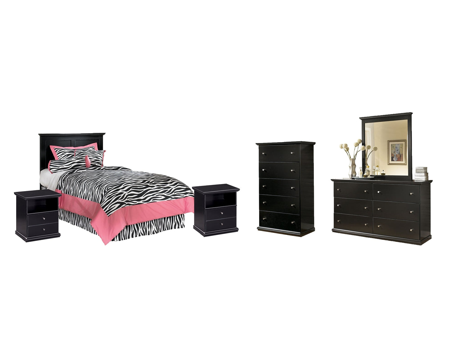 Maribel Twin Panel Headboard with Mirrored Dresser, Chest and 2 Nightstands at Cloud 9 Mattress & Furniture furniture, home furnishing, home decor