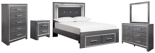 Lodanna Full Panel Bed with 2 Storage Drawers with Mirrored Dresser, Chest and Nightstand at Cloud 9 Mattress & Furniture furniture, home furnishing, home decor