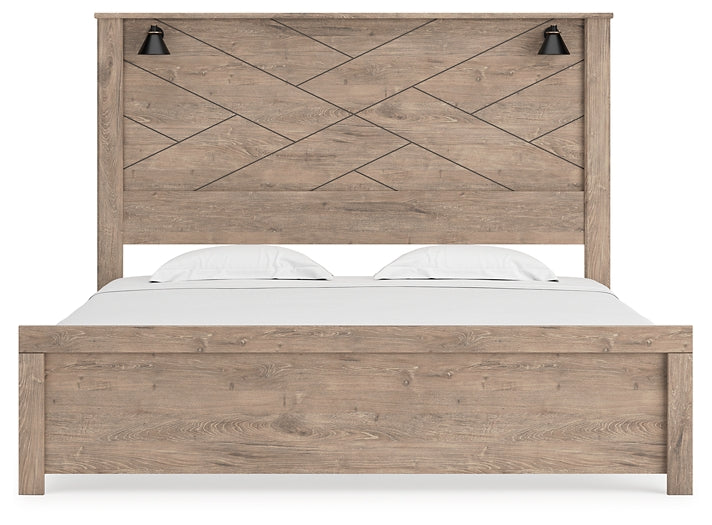 Senniberg King Panel Bed with Mirrored Dresser at Cloud 9 Mattress & Furniture furniture, home furnishing, home decor