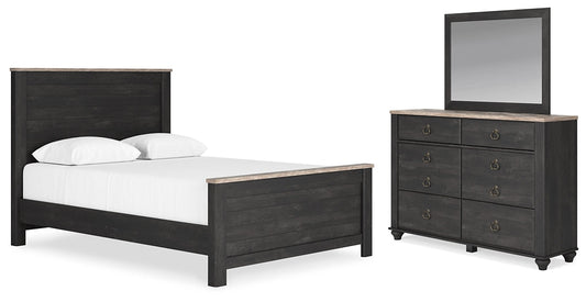 Nanforth Queen Panel Bed with Mirrored Dresser at Cloud 9 Mattress & Furniture furniture, home furnishing, home decor